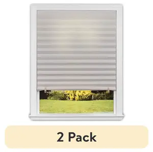2 Pack No Tools Light Filtering Pleated Paper Shades, Natural, 36 x 72 in