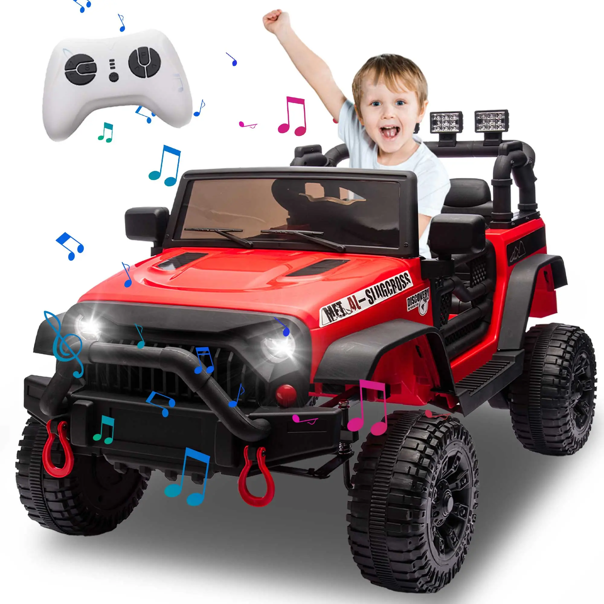 24V Kids Ride On Tractor Truck, 2.4G Remote Control, 400W Motor, Adjustable Speed, USB MP3 Music, Large Display, Power Display, Belt, Double Door, Polypropylene, 35.94 lbs (3-4 Years, Perfect Halloween Gift)
