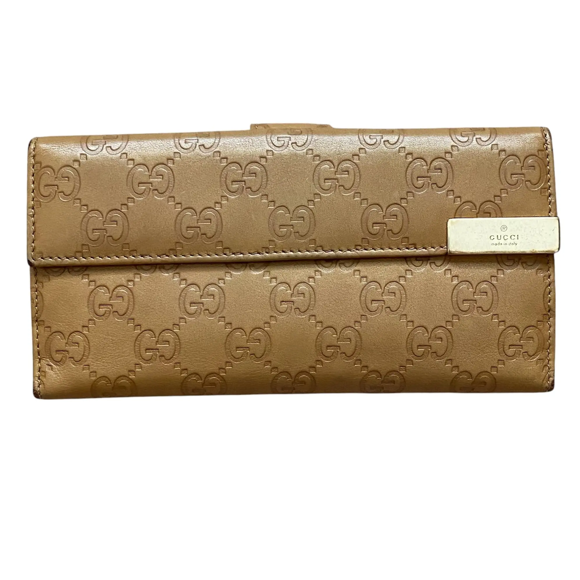 Pre-owned GUCCI Wallet Small Leather Goods monogram beige leather long authentic with coa box