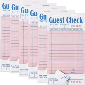 6 Pack Pink Guest Checks Books for Servers Server Note Pads, Waitress Notepad for Restaurants, Waiter Checkbook, Paper Checks 50 Sheets Per Pack, 300 Total Tickets