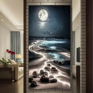 Moon Night Beach Pattern DIY Diamond Arts Colorful Painting Kit without Frame, DIY 5D Diamond Arts Colorful Painting Kit, Wall Art Decor for Home, Diamond Painting Kits