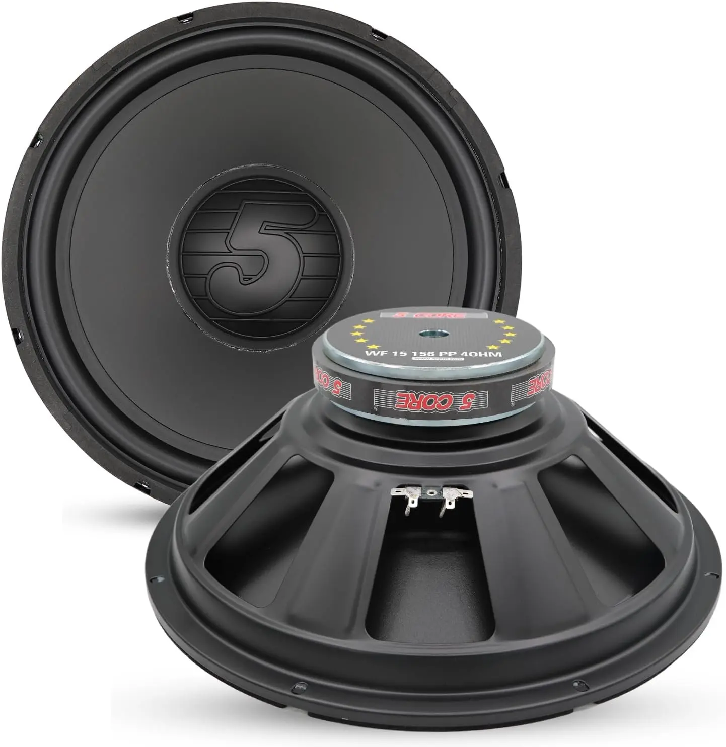 5 CORE 15 in Car Woofer - 500W 4Ohm Deep Bass Replacement Subwoofer, Polypropylene Cone Component Loud Speaker System for Car Custom Setup, 35-2kHz Frequency, Bass Boost & Better Clarity