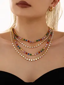 Rainbow Candy Gem Necklace Bracelet Set, Luxurious Unique Design, Style, Fashion Jewelry Set, Perfect for Parties Daily Wear, Elegant Jewelry Set