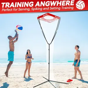 Volleyball Setter Trainer Net, Volleyball Training Equipment Adjustable Angle Height 7-13 FT Setter Net, Indoor Outdoor Volleyball Practice Net System for Serving, Spiking and Setting