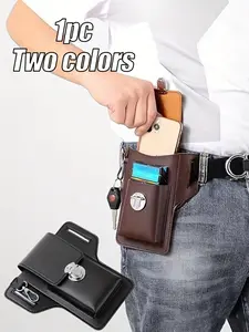 Multi-Functional Leather Wallet with Keyring, Compact Crossbody Bag for Phones, Ideal for Work and Outdoor Use, Perfect Gift for Professionals