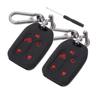 2pcs Silicone Smart Key Fob Case Cover for Chevrolet Silverado 1500 2019-2022 Key Fob Shell Protector Keyless with Keychain