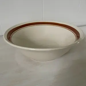 Vintage Cream with Brown Accent Bowl - Classic Design for Everyday Use