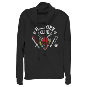 Junior's Stranger Things Hellfire Club Costume Cowl Neck Sweatshirt Fit Sweater