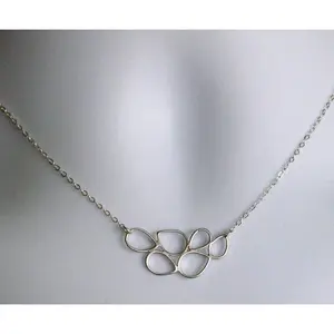 Geometric Circle Necklace - Silver Geometric Necklace, Sterling Silver Necklace, Valentines Day, bridesmaid gifts, grey, silver, white
