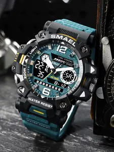 Men's Sporty Digital Analog Quartz Watch, All-match Letter Detail Digital Watch, Fashion Trendy Outdoor Sports Watch, Waterproof Multifunctional Watch, With Box As Gift, Luminous Waterproof Watch, Waterproof Wristwatch, Fashionable Waterproof Watch