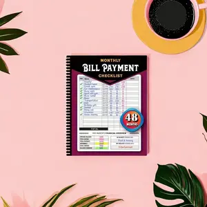 48 Months Monthly Bill Payment Checklist Tracker – Financial Overview Budget Planner with Paid Bill Log, Due Date, Amt Due/Paying, Notes – Track Expenses, Savings, Debt – 20cm/8in Size