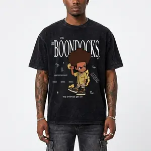 Huey Freeman Flame Power Mineral Wash T Shirt, The Boondocks Rebel Graphic Tee, Vintage Washed Streetwear Anime Shirt, Conscious Culture Meme Tee, Gift for Fans