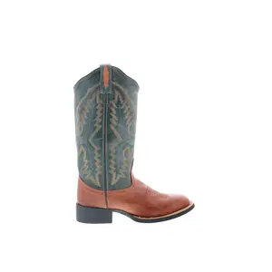 Jama Old West BSL1873 Womens Brown Leather Slip On Cowboy Western Boots