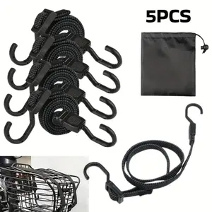 5pcs Adjustable Elastic Bicycle Straps with Hooks, 39.37inch Rubber Tension Strap, Used To Secure Cargo, Luggage, Tents, Clotheslines