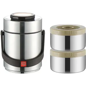 Thermos For Hot Food,1.5L Bento Lunch Box,2-Tier Stackable Insulated Food Jar,Portable Stainless Steel Food Container,Leakproof Insulated Lunch Container For Hot Food,For Office Picnic Travel(Silver)