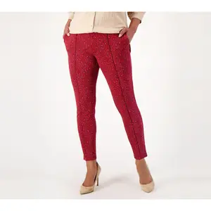Isaac Mizrahi Live! Regular Printed Ponte Knit Slim-Leg Pants