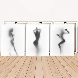 Wooden Framed Canvas Painting, 3 Counts Sexy Girl Back Poster, Modern Wall Art for Home Living Room Bedroom Office, Modern Home Decoration