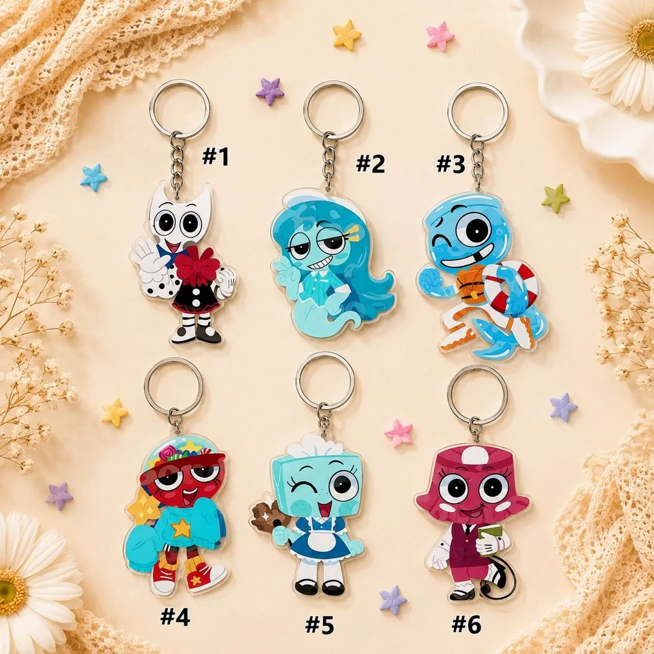 Kawaii Cartoon Keychain, Colorful Character Key Ring, Cute Bag Charm, Fun Backpack Accessory Gift