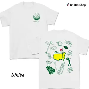 Augusta GA Masters Golf Icons Shirt For Men For Women, Hand Drawn Golf Equipment Collage Graphic Shirt, Soft Cotton Fabric Breathable Unisex Relaxed Fit Crew Neck Top, Georgia Golf Culture Apparel