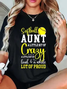 100% Cotton Softball Aunt Proud Aunt Of A Softball Player Aunt T-Shirt