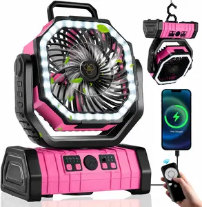30000mAh Portable Camping Fan with LED Lantern & Remote, 2-in-1 Rechargeable Fan & Power Bank, 270° Auto-Oscillating Battery Operated Fan for Tent, RV, Golf Cart, Mowing, Soccer Mom, Hurricane Power Outage Emergency Gear, Mother's Day Gift