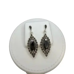 925 sterling silver earrings high quality vintage stile Mexican silver high quality (( aretes de plata Mexicana elegantes piedras finas de zirconia y Tanzanite