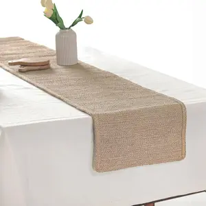 Jute Table Runner 72 Inches - Reversible Woven Burlap Jute Table Runner - Heat Resistant -  Rustic  Look Rug for Farmhouse, Boho Dining Table Accessory (14x72)