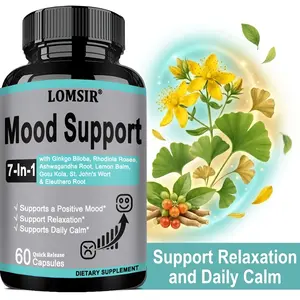 7 Herb Complex Mood Support Supplement with St. John's Wort, Rhodiola Rosea, Eleuthero, Ashwagandha and more - Calm The Mind & Body - 60 Capsules