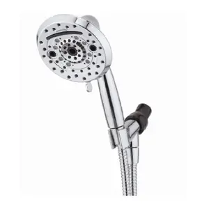 212 MAIN Round Chrome Finish Handheld High Pressure Showerhead, 5 in., 1.8GPM Flow Rate, Threaded Installation, Waterfall Mode, Handheld Shower Attachment, Bathroom Shower Equipment