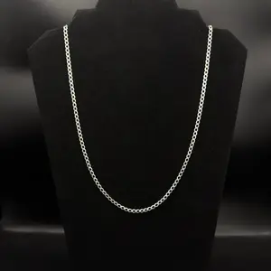 Elegant 925 Sterling Silver Barbada Chain Necklace - Classic Design, Perfect for Everyday Wear, Durable and Stylish