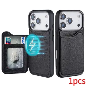 iPhone 16 Pro Max Slim Magnetic Wireless Charging Case, Card Slot Phone Cover, Compatible with iPhone 15/14 Plus, Apple 17/13/12 Pro