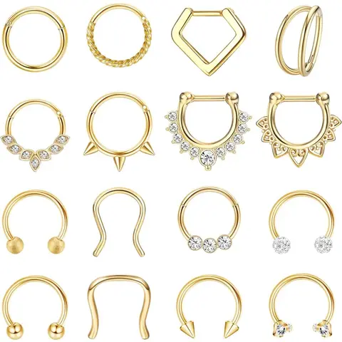 Rhinestone Decorated Nose Ring Set, Casual and Versatile Nose Hoops Set, Body Piercing Body Jewelry for Women & Men, Nose Rings Set, Body Jewellery