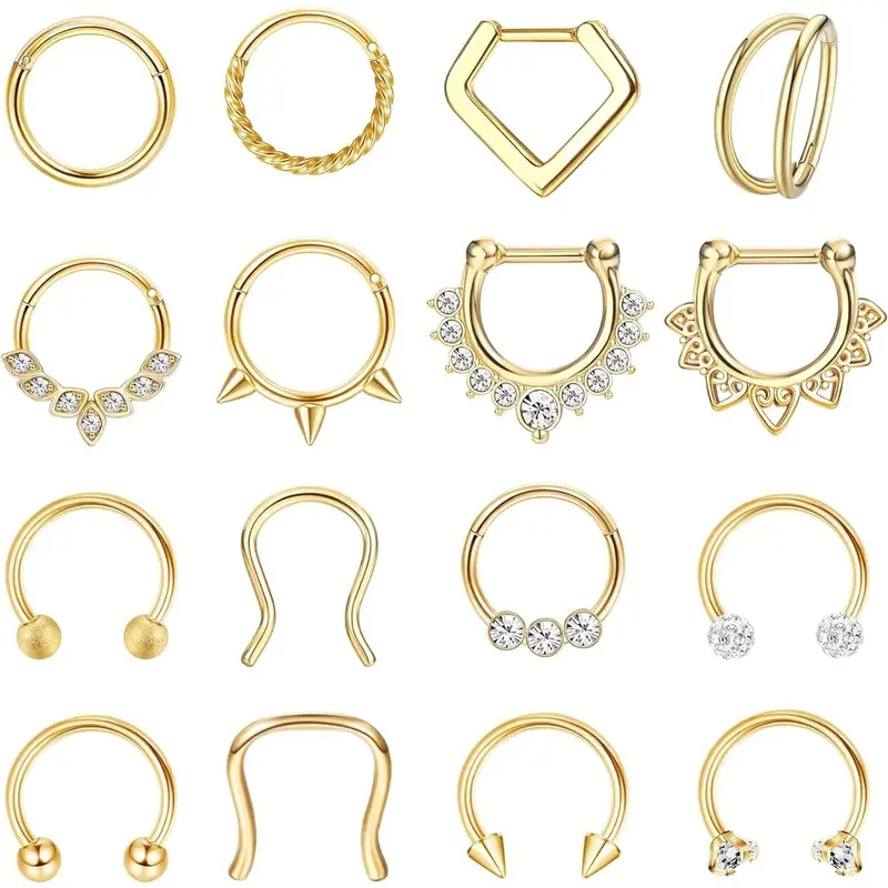 Rhinestone Decorated Nose Ring Set, Casual and Versatile Nose Hoops Set, Body Piercing Body Jewelry for Women & Men, Nose Rings Set, Body Jewellery