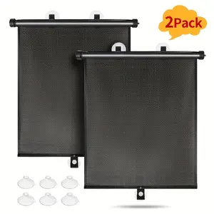 2-Pack Car Side Window Sunshade, Easy to Install, UV Protection and Heat Insulation, Retractable PVC Roller Blinds, Suitable for Universal Car Models, Enhances Driving Comfort