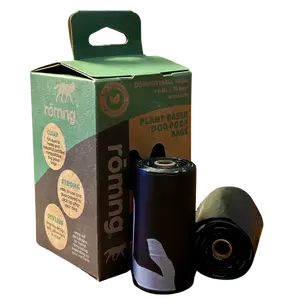 rōmng Compostable Plant-Based Dog Poop Bags - 100% Compostable, Eco-Friendly, Leak-Proof, 9" x 13" Size, Zero Plastic, Strong & Durable, Easy to Use, Sustainable Pet Waste Disposal