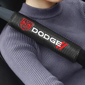 Leather Car Seat Belt Covers Soft Safety Strap Pads Embroidered Shoulder Pads Car Accessory for Dodge RAM 1500 Srt Sxt Challenger Durango Charger