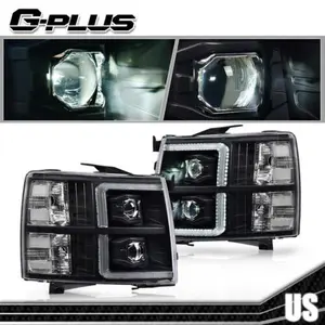 Fit For 07-14 Chevy Silverado Clear Lens Headlights Lamps Black Housing New