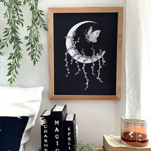 Steph Marie Art Celestial Nature Art Print - Moon & Butterfly Design on Premium Matte Paper - Available in 5x7", 8x10", 8.5" x 11" & 11" x 14" Sizes - Perfect for Framing and Wall Display