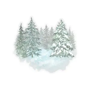 Serene Winter Forest Kiss-Cut Sticker - Original Design, Adhesive Application, Ideal for Home Decor scrapbooking
