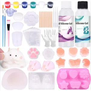 GJ F-SRT08  Taba Squishy Kit, Fufu Squishies Maker, Squishy Making Kit with 1:1 AB Ratio Liquid Squishies Gel, Paw Mold for Make Your Own Squishies, Taba Squishies Pack for Decompression Gift