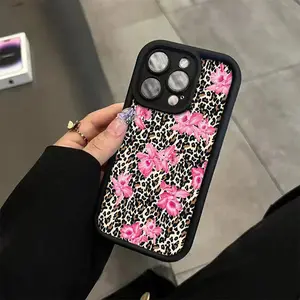 An Elegant Design Featuring Pink Hibiscus Flowers with a Leopard Print, Suitable for TPU Cases for Iphone 16 Pro Max, Compatible with Iphone 14/13 Pro/12/11/7/8 Plus/X/Xr/Xs Max, Offering Full Protection with a Stylish And Durable