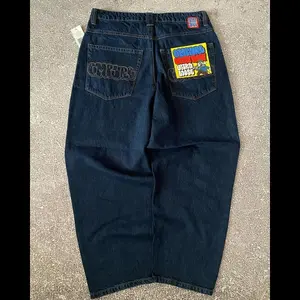 Vintage Y2K Embroidered Washed Loose Wide-Leg Jeans for Men and Women - American High Street Style, Cross-Border Casual Pants