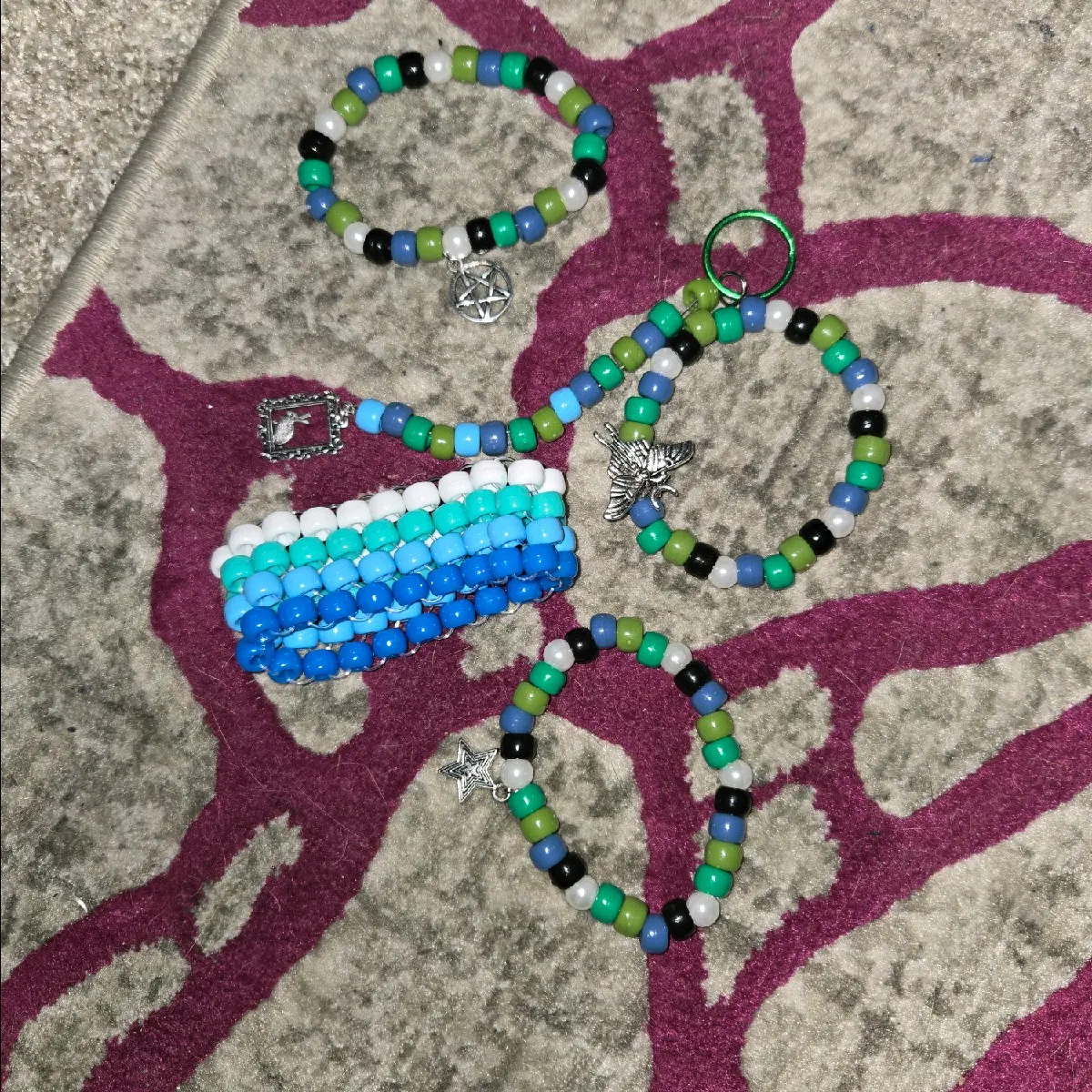 green and blue kandi bracelets