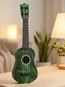 Kids Toy Classical Ukulele Guitar Musical Instrument Gem Green ABS Plastic Mini Toy with Carbon Nylon Strings for Basic Rhythm & Strumming Skills - Teach