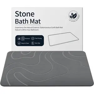Natural Diatomite Stone Shower Mat, Non-Slip Super Absorbent Quick-Drying Floor Mat for Home Bathroom Decor
