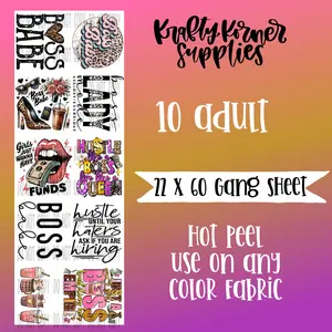 Boss Babe DTF Transfer Gang Sheet, 22 x 60