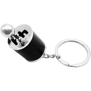 Shifter Gear , Creative 6 Speed Manual Transmission Shift Lever Keyring, Auto Gearbox Shifter Key Chain (Black)