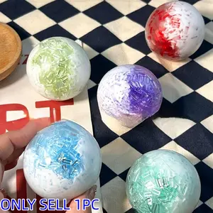 Blue Glitter Crystal Stress Relief Ball, Slow Rebound Squeeze Toy, Anxiety Relief Sensory Toy, Holiday Gift, Office Desk Decor