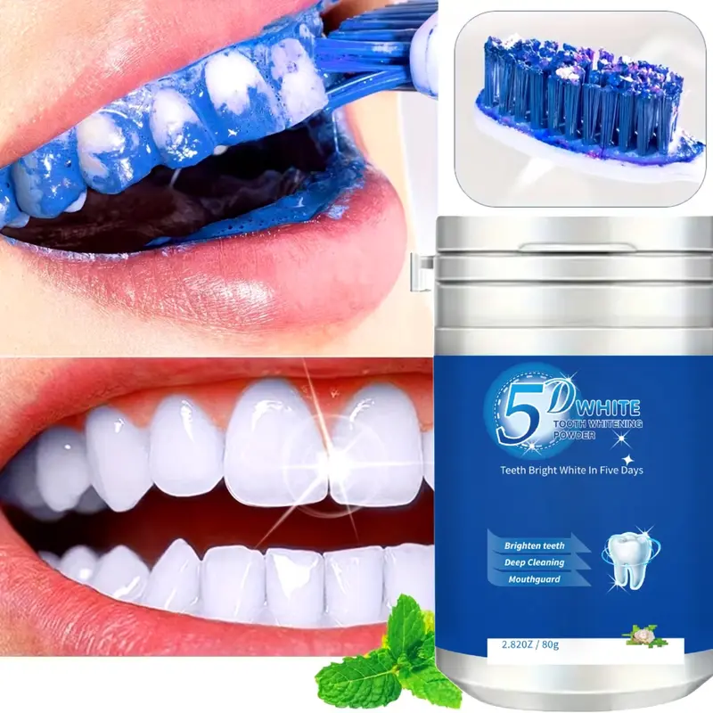 5D White Remineralizing Hydroxyapatite Tooth Whitening Powder, Teeth Whitener Powder, Teeth Brightening, Teeth Brightener, Deep Cleaning, Cleansing, Fresh Breath, Ideal For Oral Health & Hygiene Gift, Tooth Cleaning Powder For Daily Life