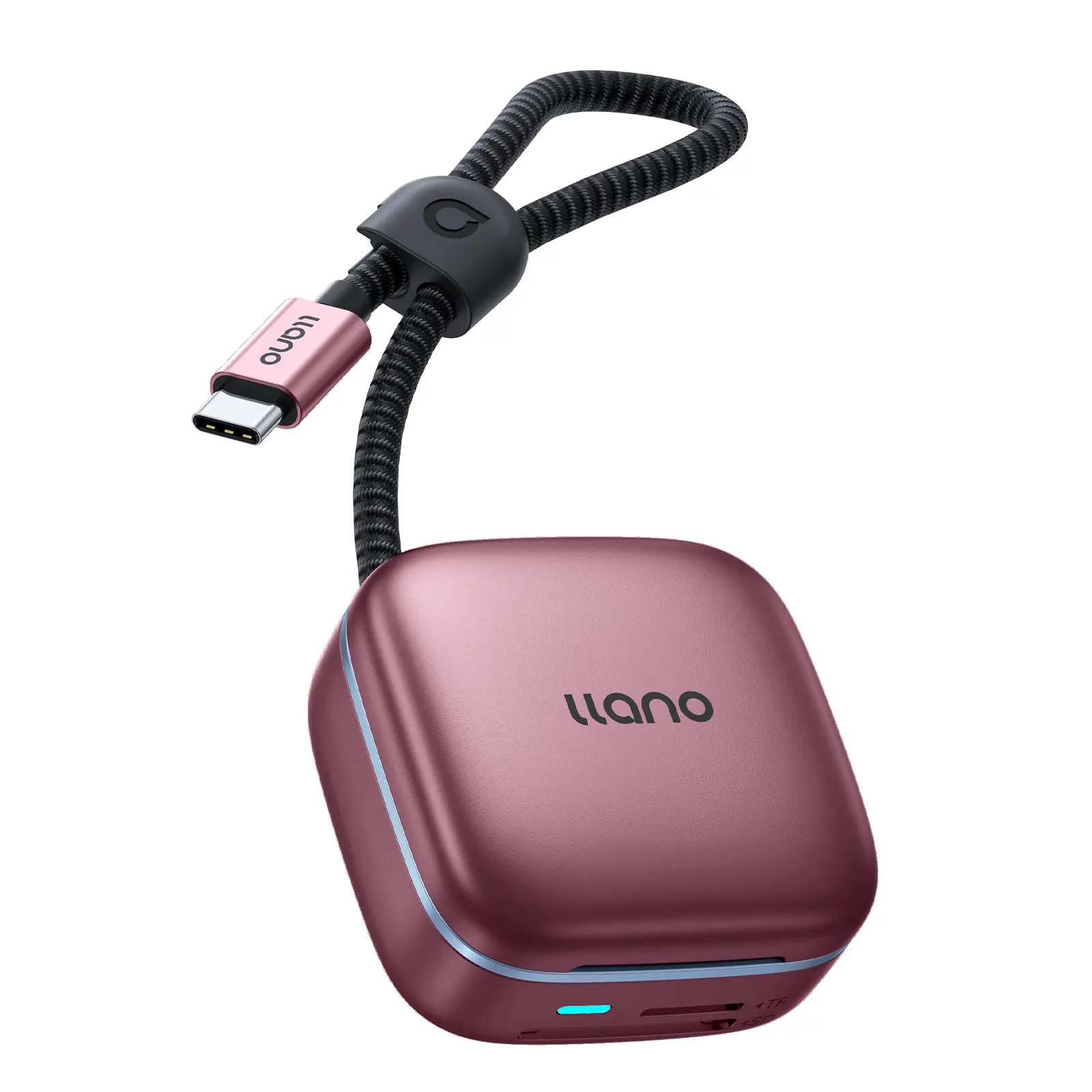 [Burgundy Red | iPhone 18 Inspired Color] LLANO F17 USB 2-in-1 UHS-II SD & MicroSD Card Reader, TF 4.0, 6-Slot Storage, Fast Transfer, Plug & Play, Multi-Connector for Windows, Mac, Android & Linux